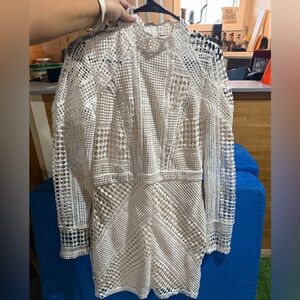 Missguided white long sleeve mini dress